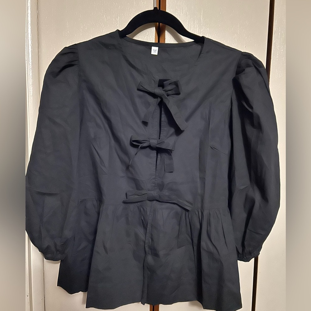 Black tie up Blouse medium